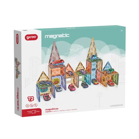 jeu magnétique véhicules et formes 3d – 72 pièces