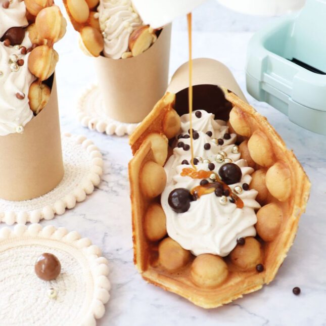 préparation pour bubble waffle scrapcooking