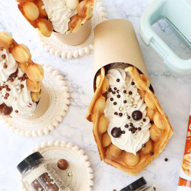 préparation pour bubble waffle scrapcooking