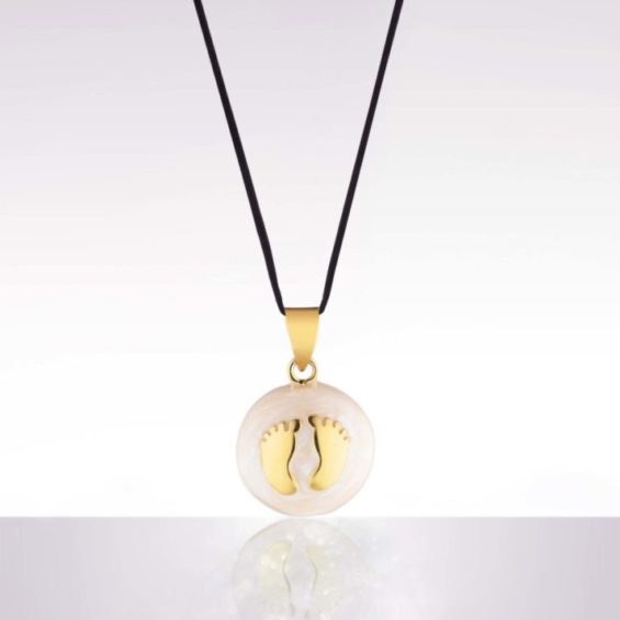 Bola de grossesse - petits pieds ivoire/or