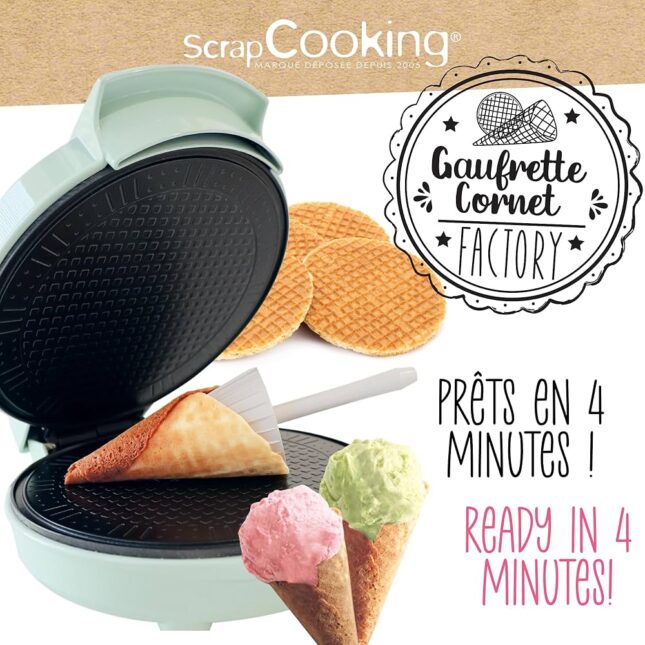 machine à gaufrettes et cônes de glace scrapcooking