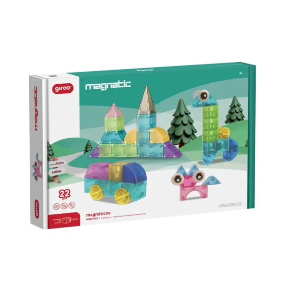 jeu magnétique blocs transparents 3d – 22 pièces