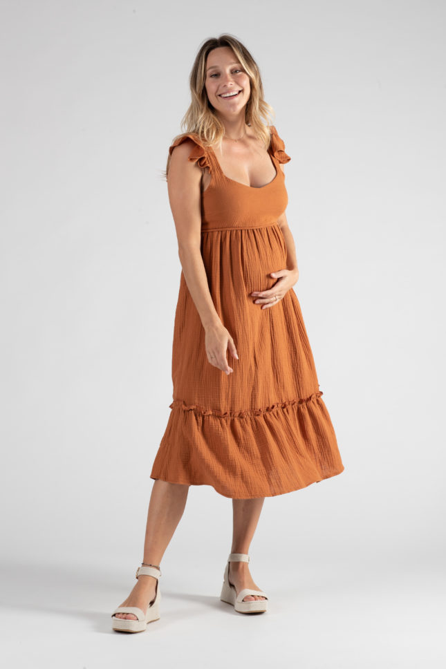 Robe de grossesse et d’allaitement Melody caramel – Image 2