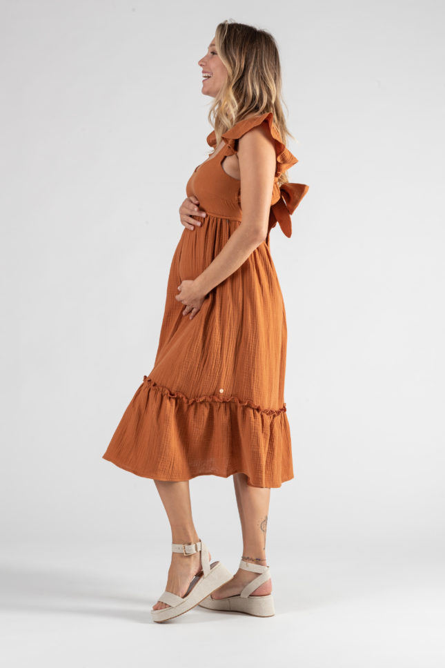 Robe de grossesse et d’allaitement Melody caramel – Image 3