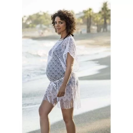 cache maillot de bain de maternité santiago en dentelle blanche