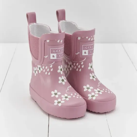 bottes de pluie courte pink bloom – grass & air