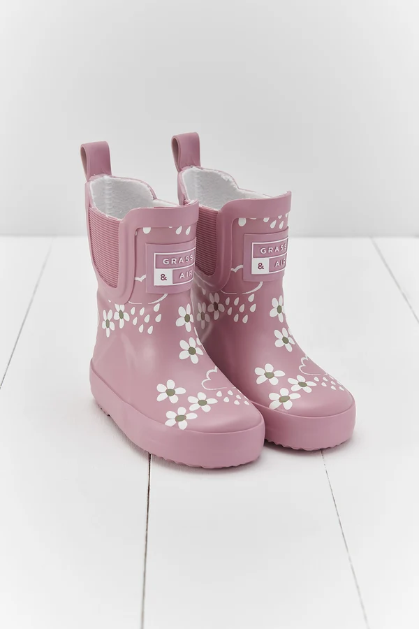 bottes de pluie courte pink bloom – grass & air