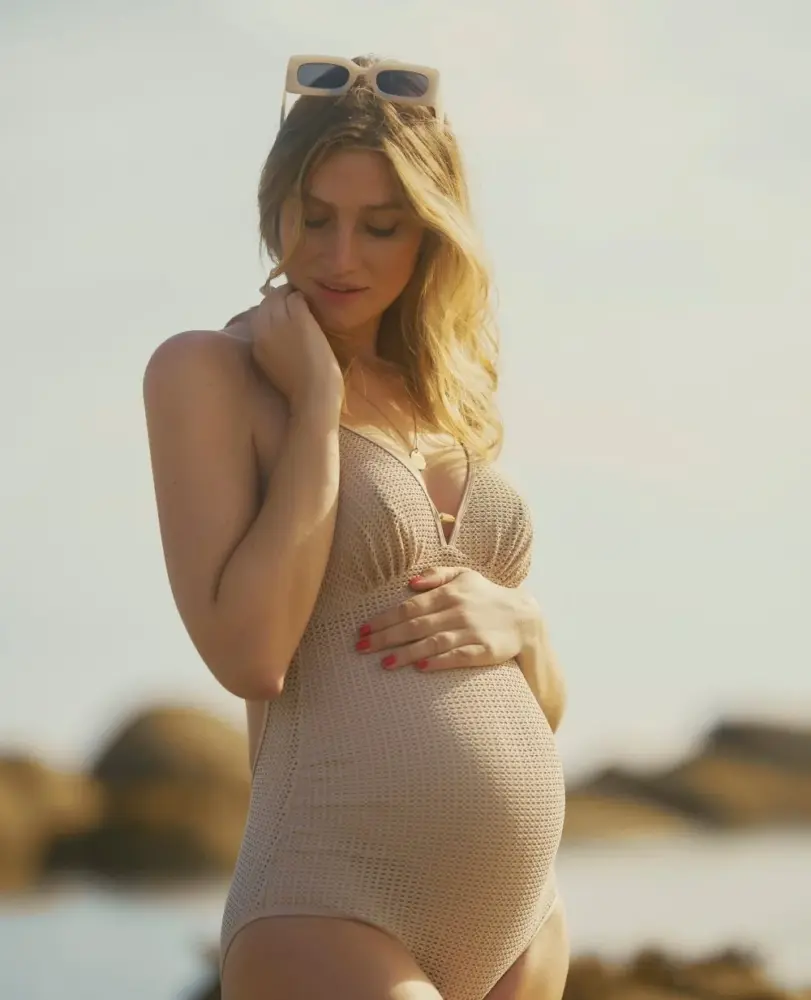maillot de bain de maternité milos beige