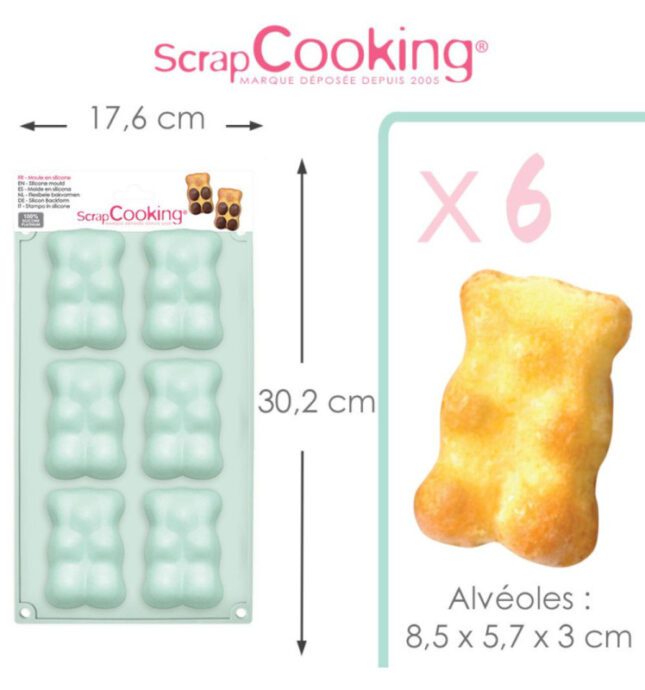 moule en silicone 6 grands oursons scrapcooking