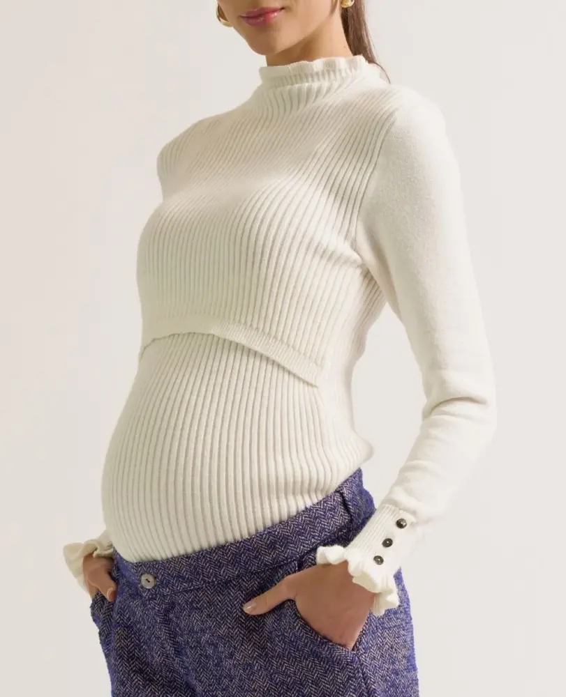pull de grossesse et allaitement dorothée ivoire